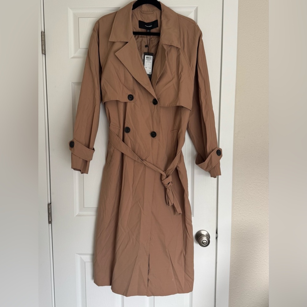 NWTs Vero Moda Double Breasted Trench Coat Size Large Carmel Tan